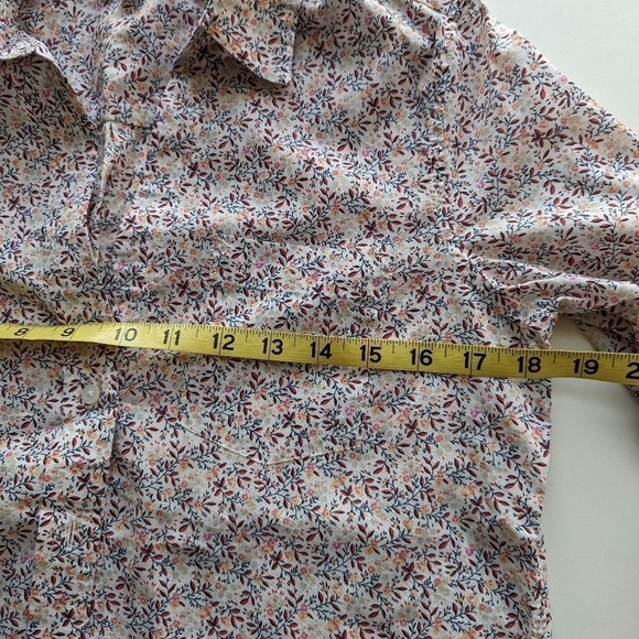 GAP Perfect Shirt V-Neck Button Down Cotton Floral Print Pink Navy Red - sz XS - Picture 8 of 10
